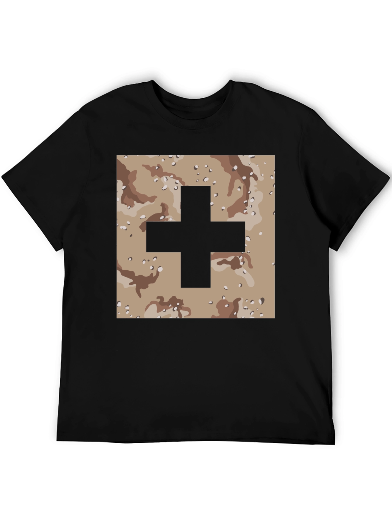 Camo Plus Sign Graphic Tee - Stylish Mens T-Shirt