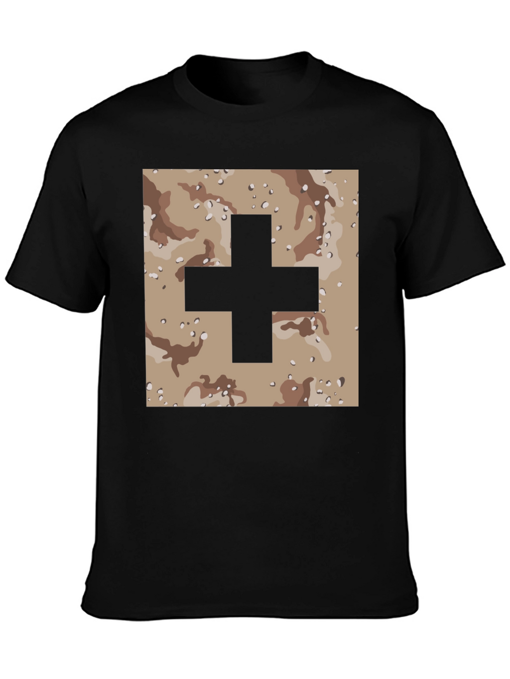 Camo Plus Sign Graphic Tee - Stylish Mens T-Shirt