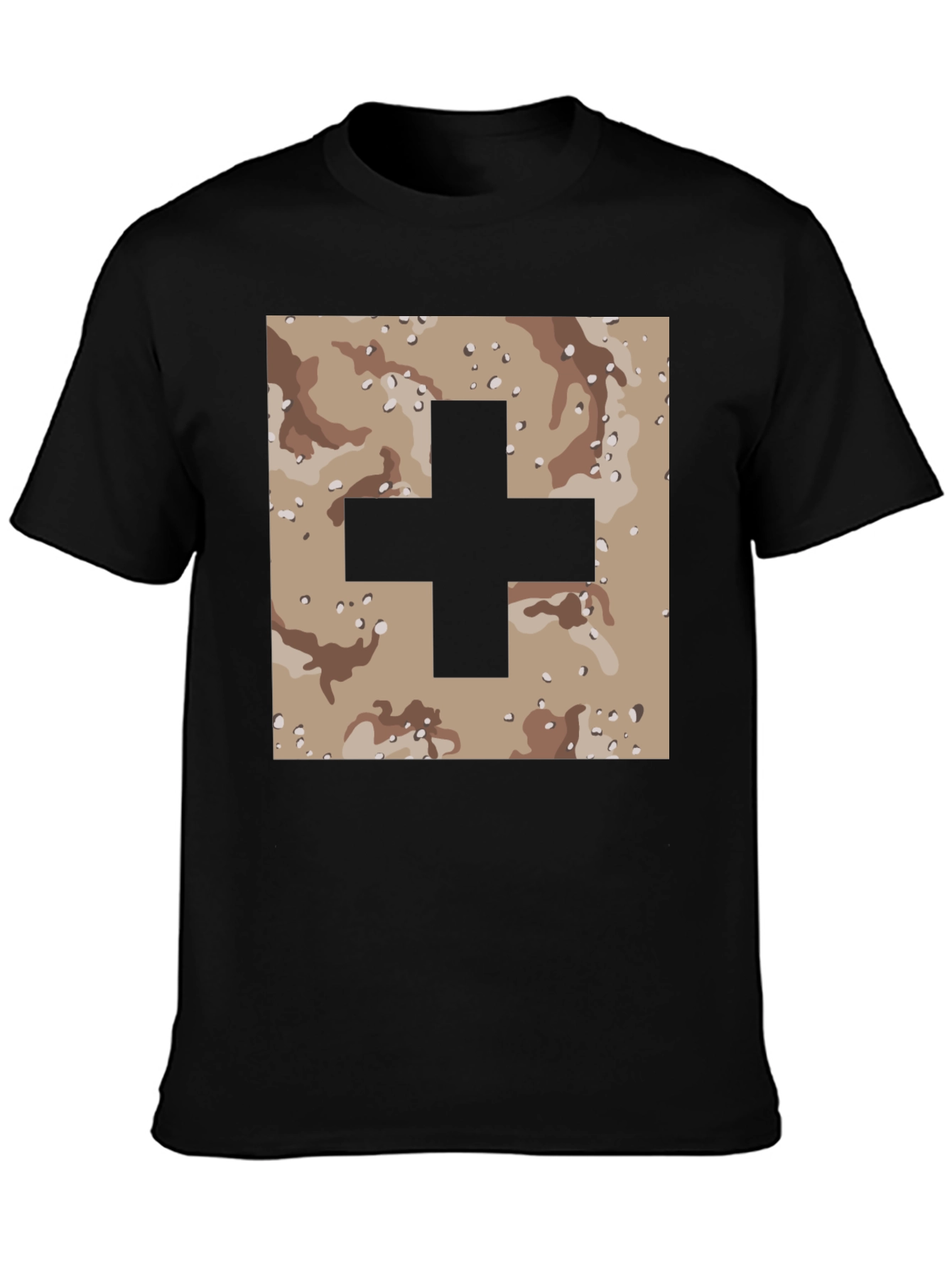 Camo Plus Sign Graphic Tee - Stylish Mens T-Shirt