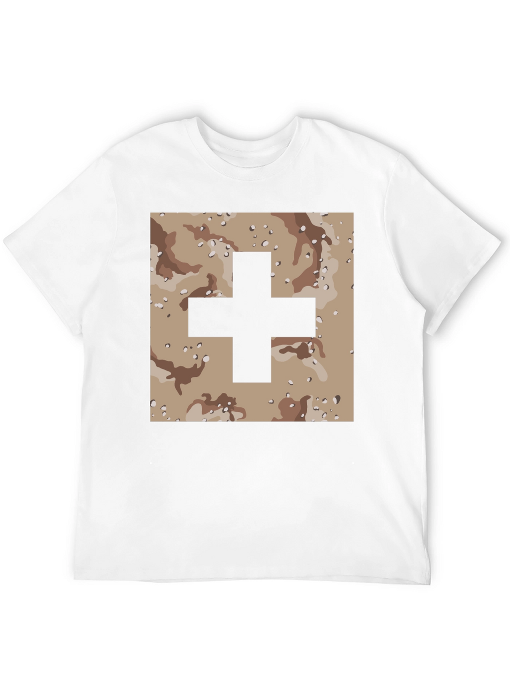 Camo Plus Sign Graphic Tee - Stylish Mens T-Shirt