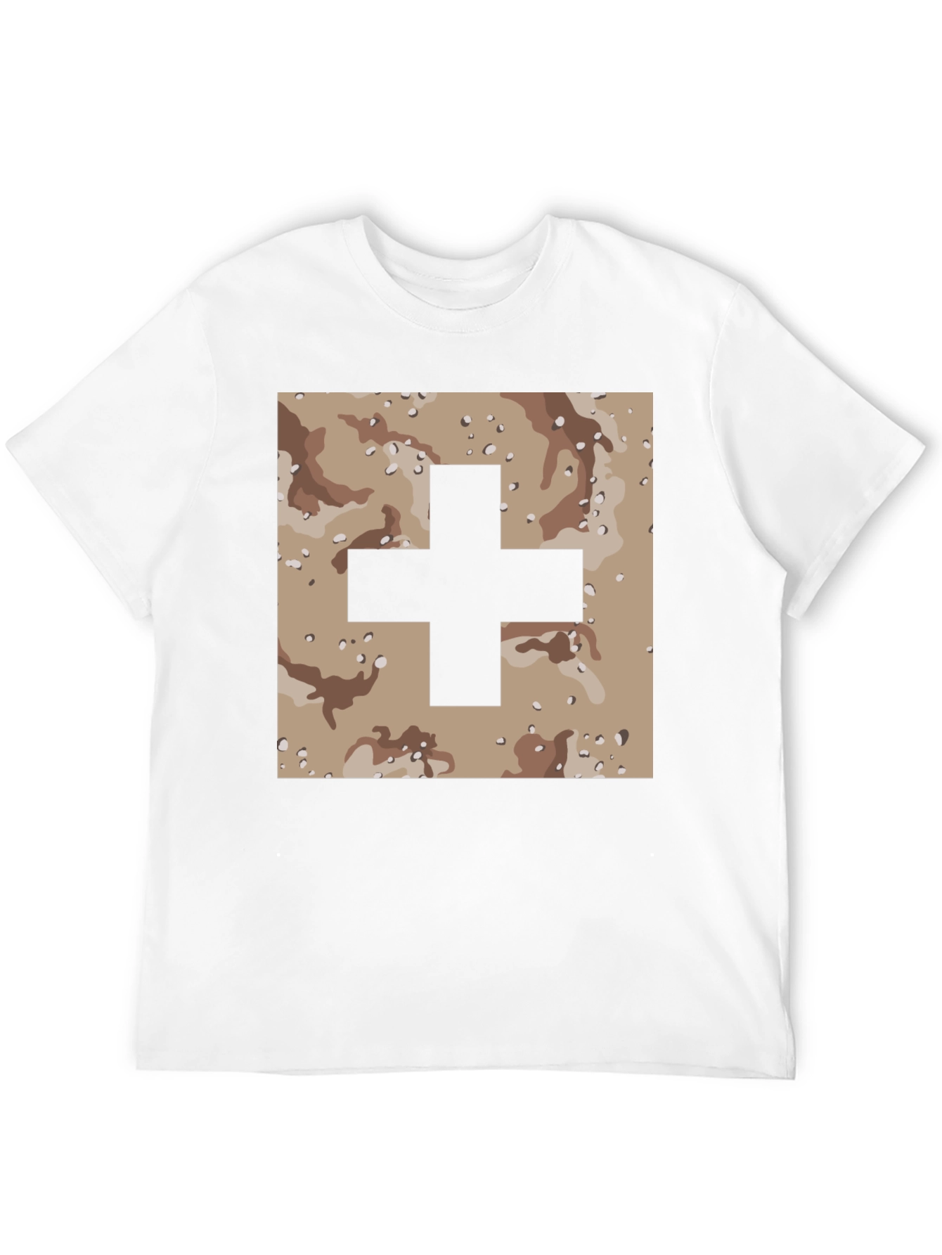 Camo Plus Sign Graphic Tee - Stylish Mens T-Shirt