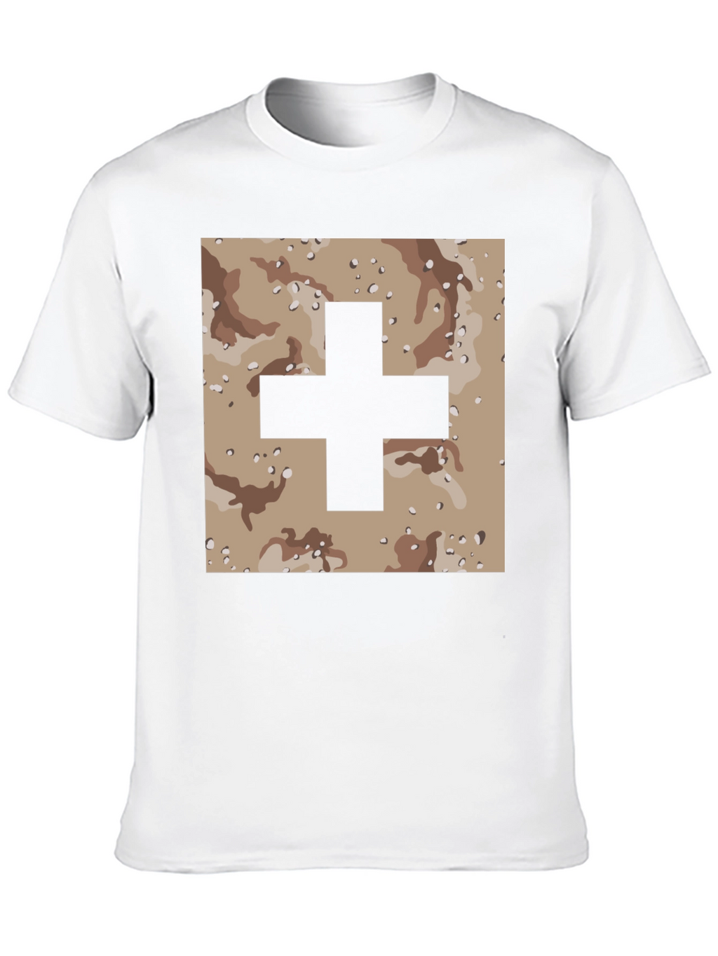 Camo Plus Sign Graphic Tee - Stylish Mens T-Shirt