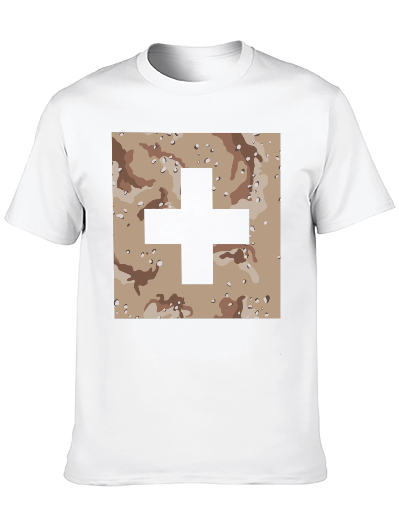 Camo Plus Sign Graphic Tee - Stylish Mens T-Shirt