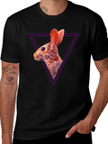 Geometric Rabbit Graphic Black T-Shirt