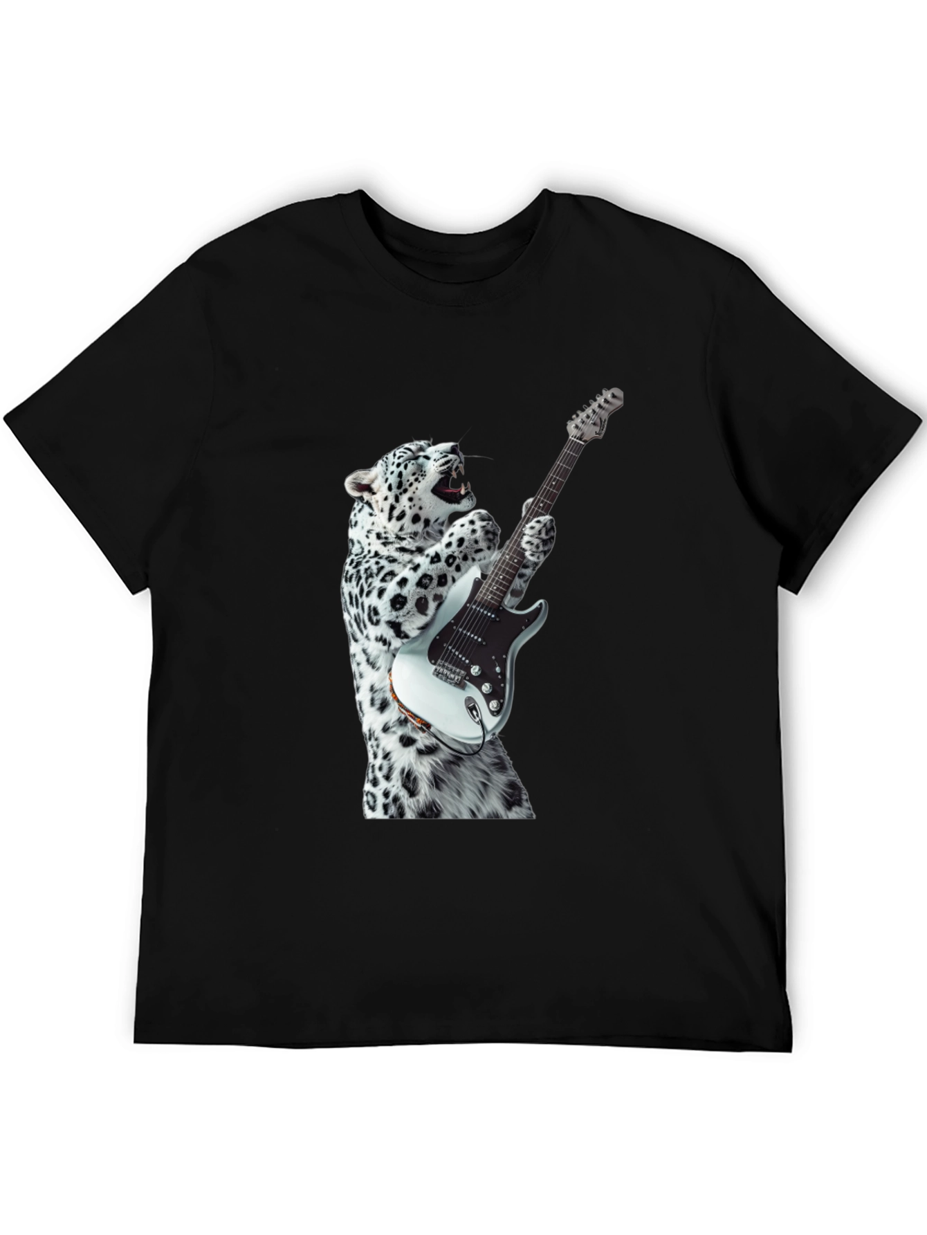 Cool Cat Guitar Player Graphic Tee - Black