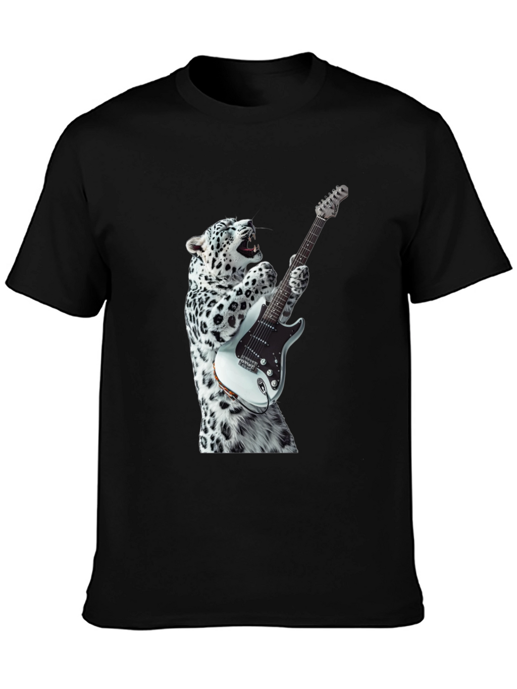 Cool Cat Guitar Player Graphic Tee - Black