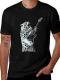 Cool Cat Guitar Player Graphic Tee - Black