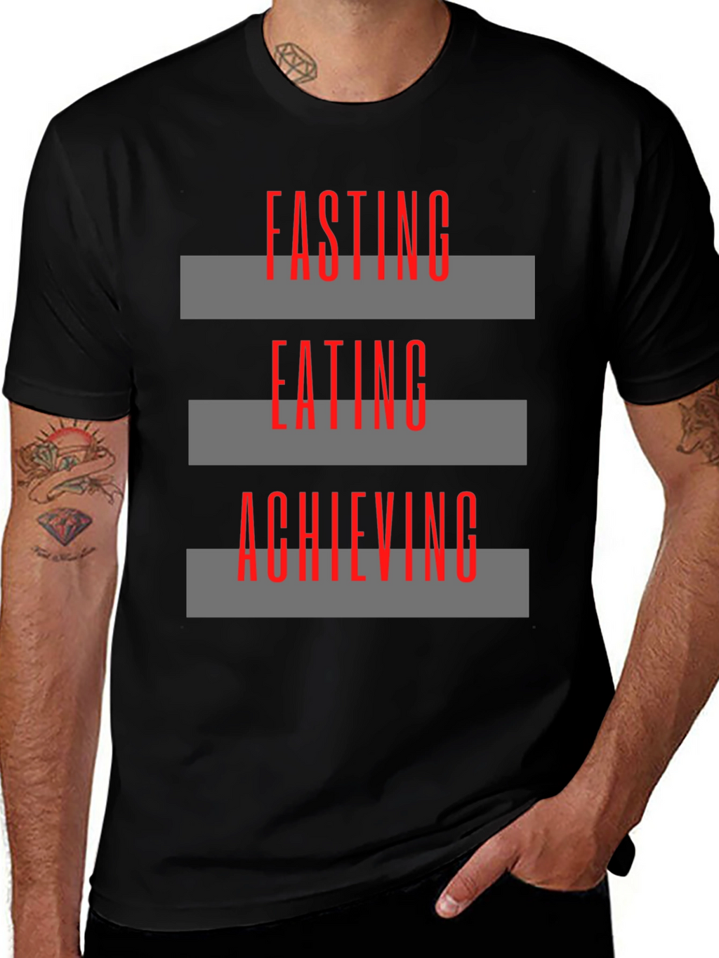 Fasting Eating Achieving Graphic Tee - Black