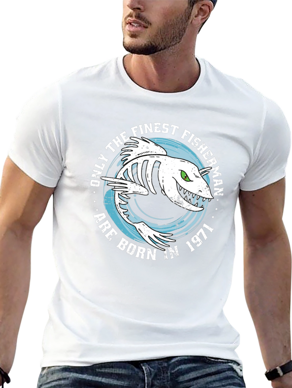 Finest Fisherman Born in 1971 Black T-Shirt