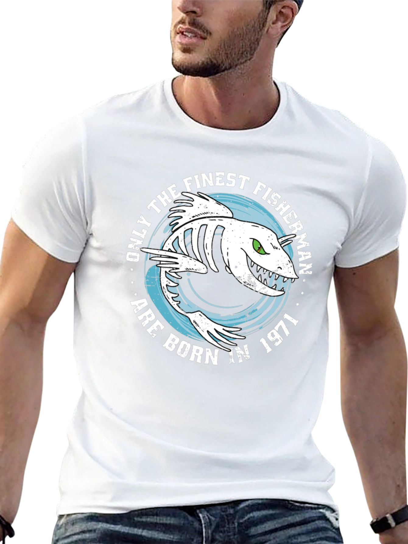 Finest Fisherman Born in 1971 Black T-Shirt
