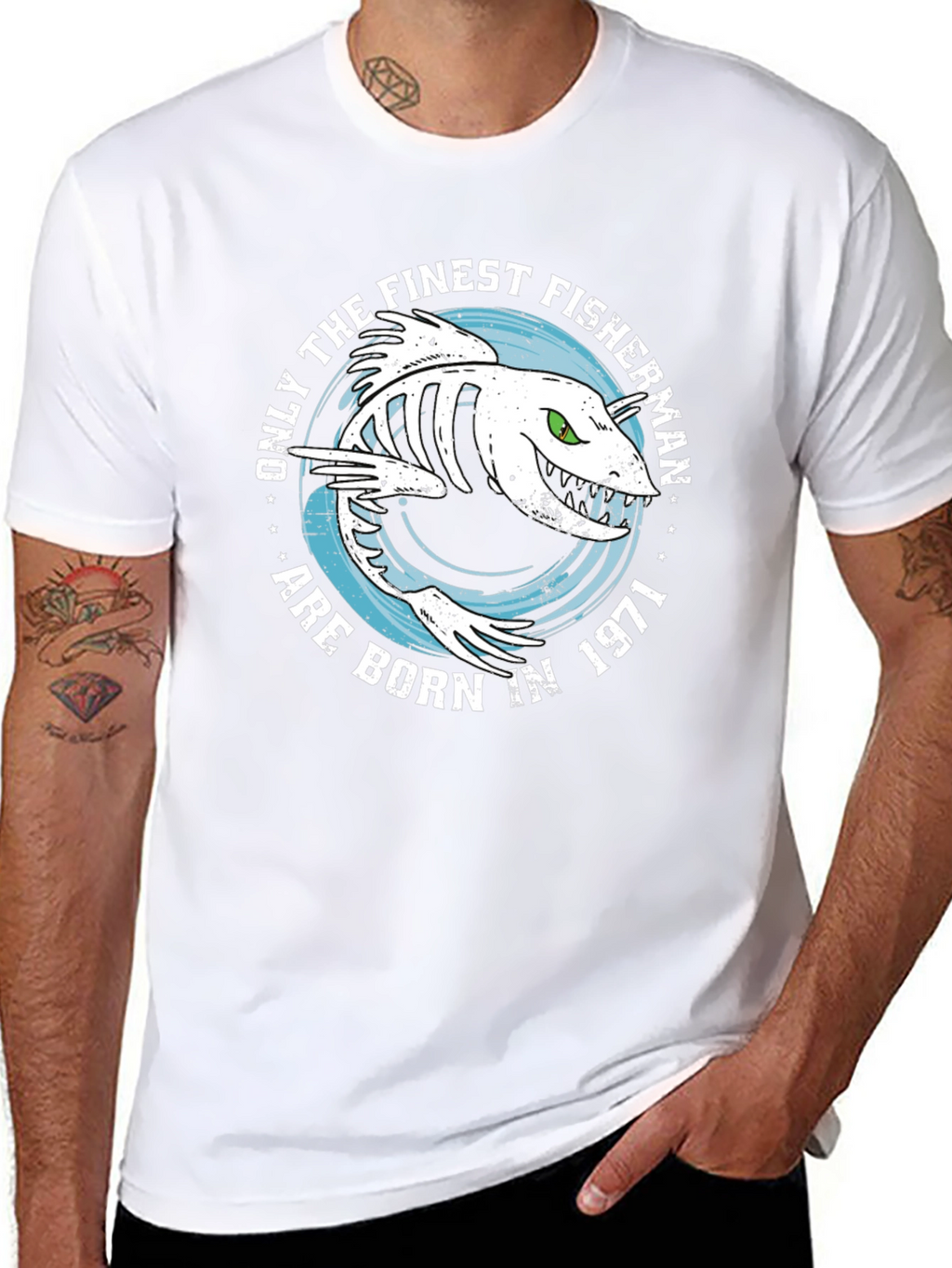 Finest Fisherman Born in 1971 Black T-Shirt
