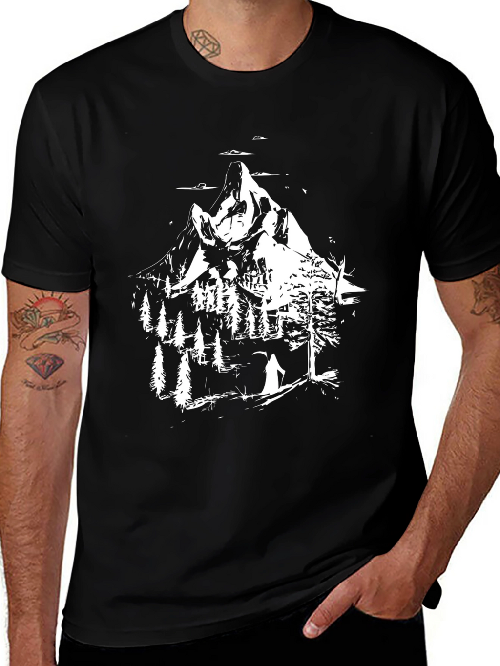 Mountain Scene Black T-Shirt