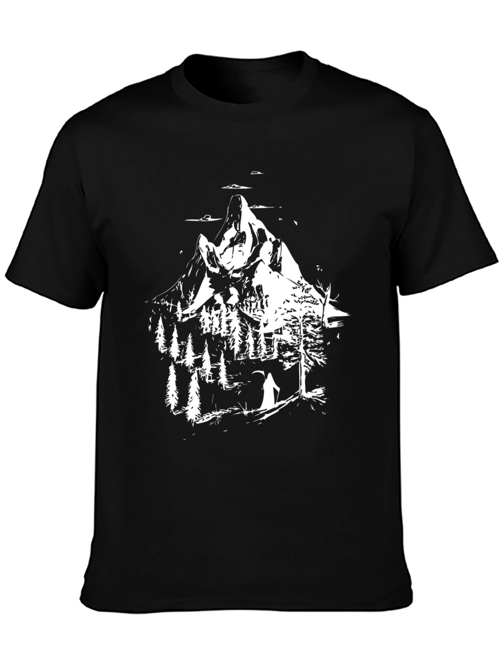 Mountain Scene Black T-Shirt