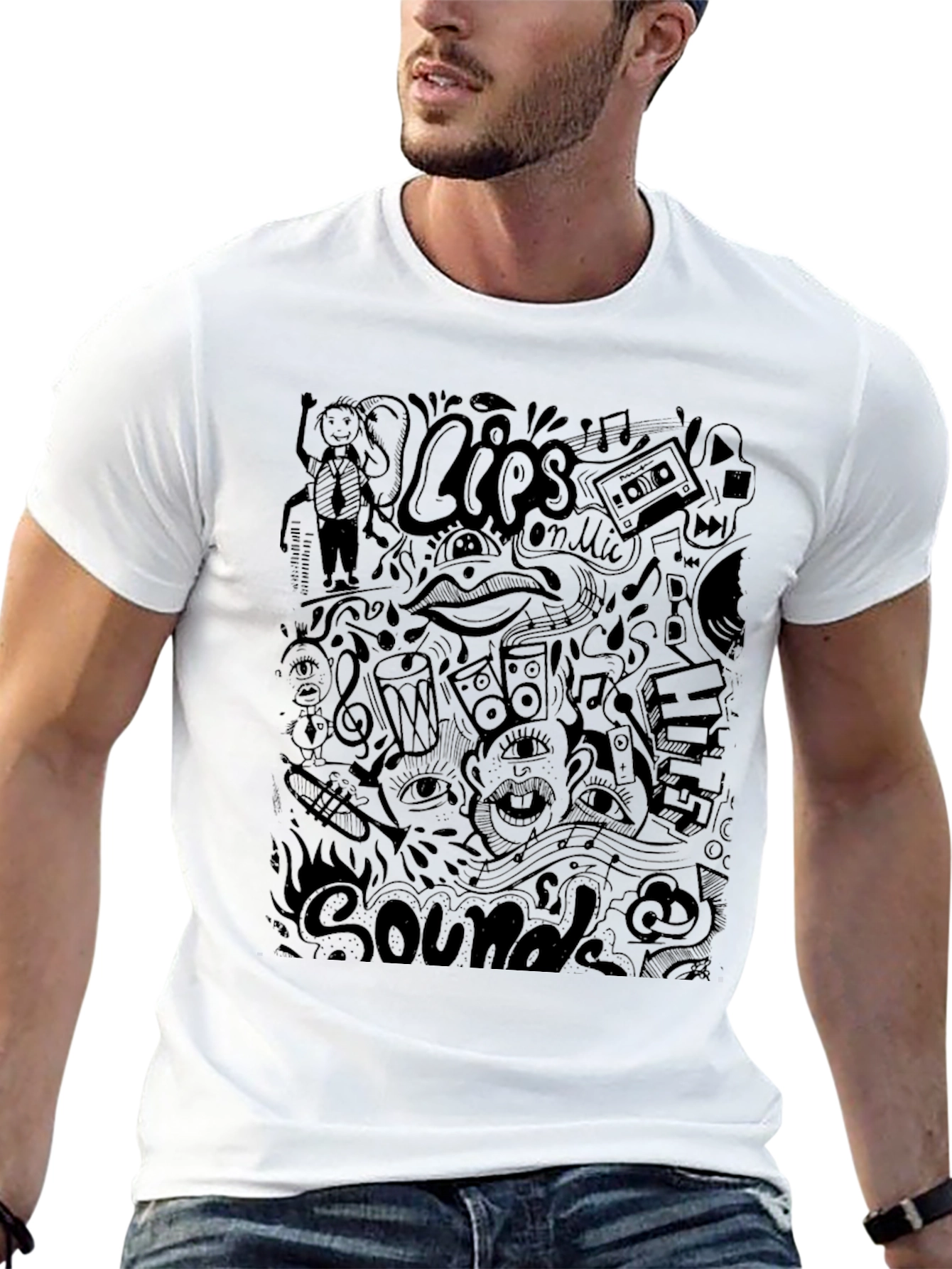 Black Doodle Art T-Shirt
