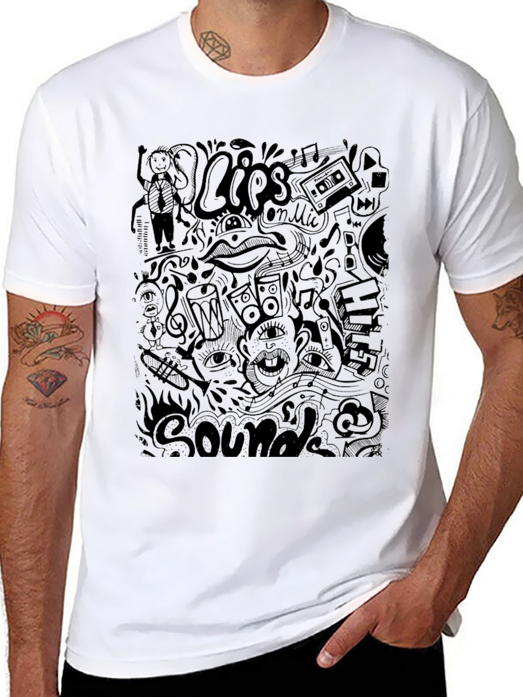 Black Doodle Art T-Shirt
