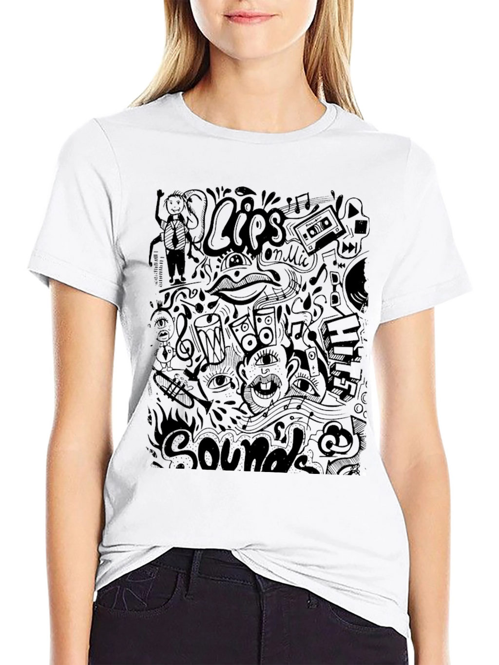Black Doodle Art T-Shirt