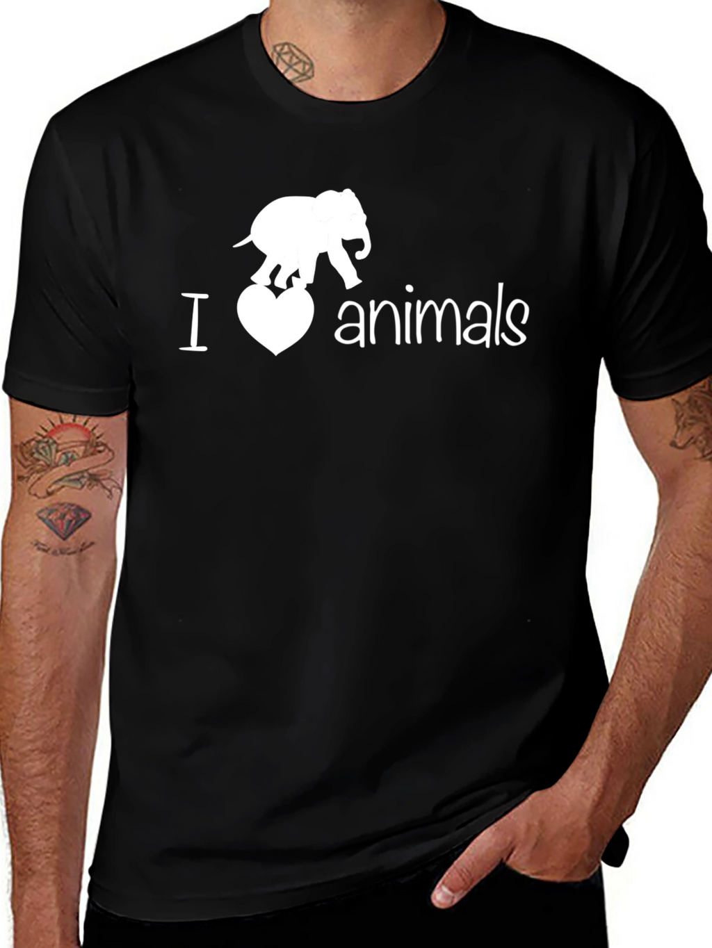 I Love Animals T-Shirt Elephant Graphic Tee