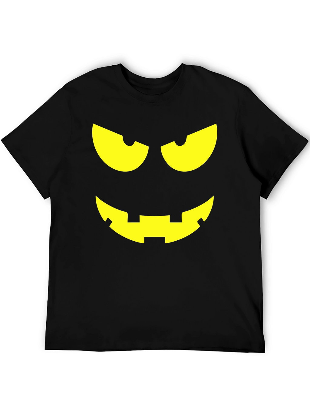 Halloween Pumpkin Face Graphic Tee - Black