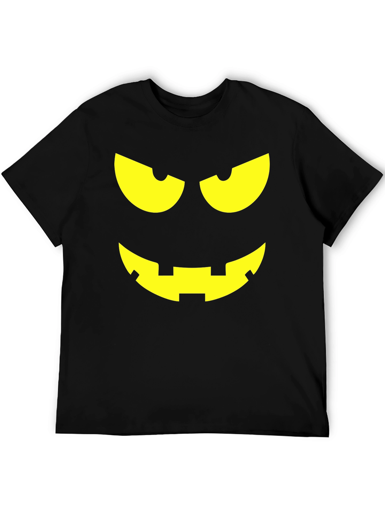 Halloween Pumpkin Face Graphic Tee - Black