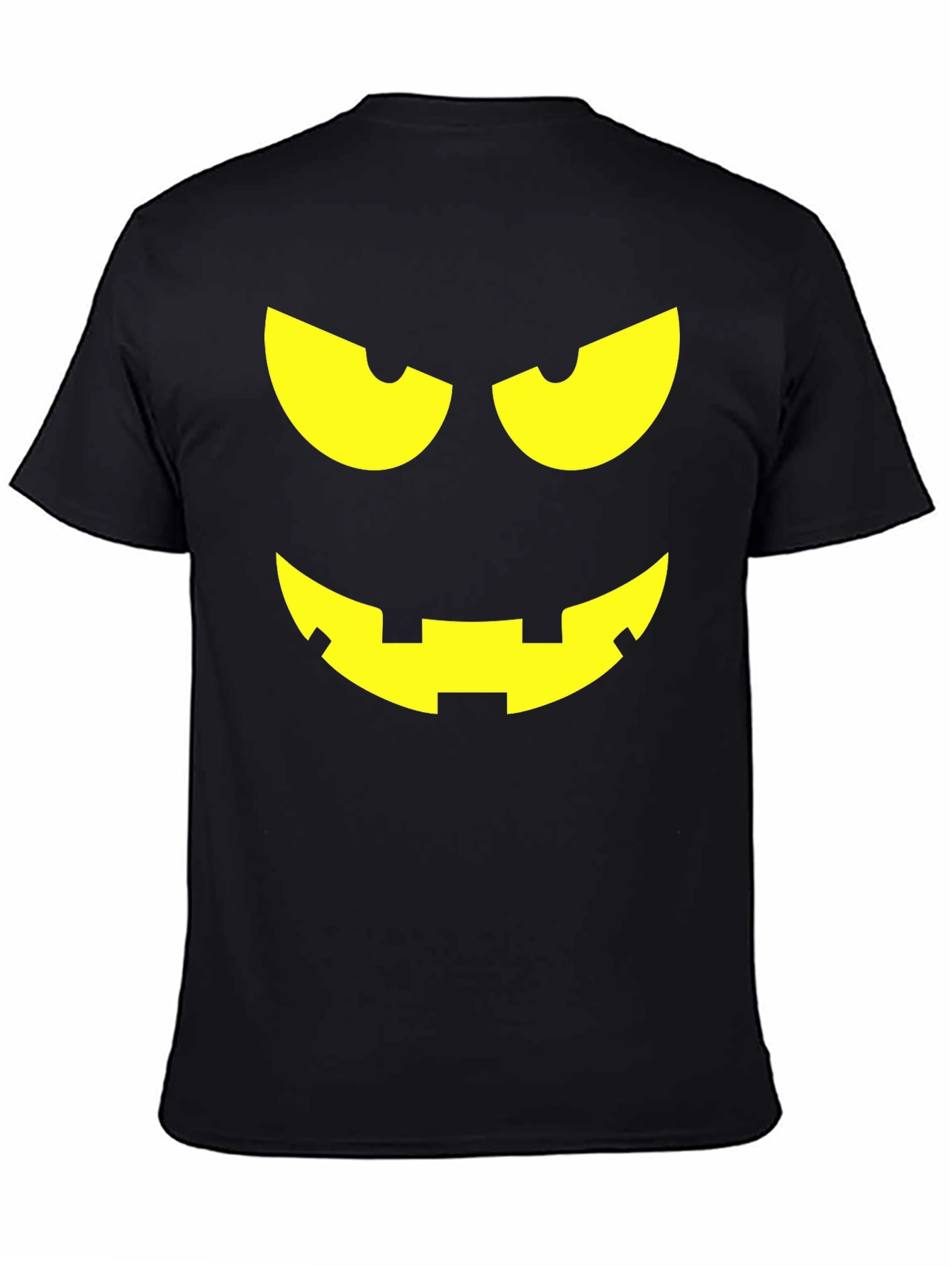 Halloween Pumpkin Face Graphic Tee - Black