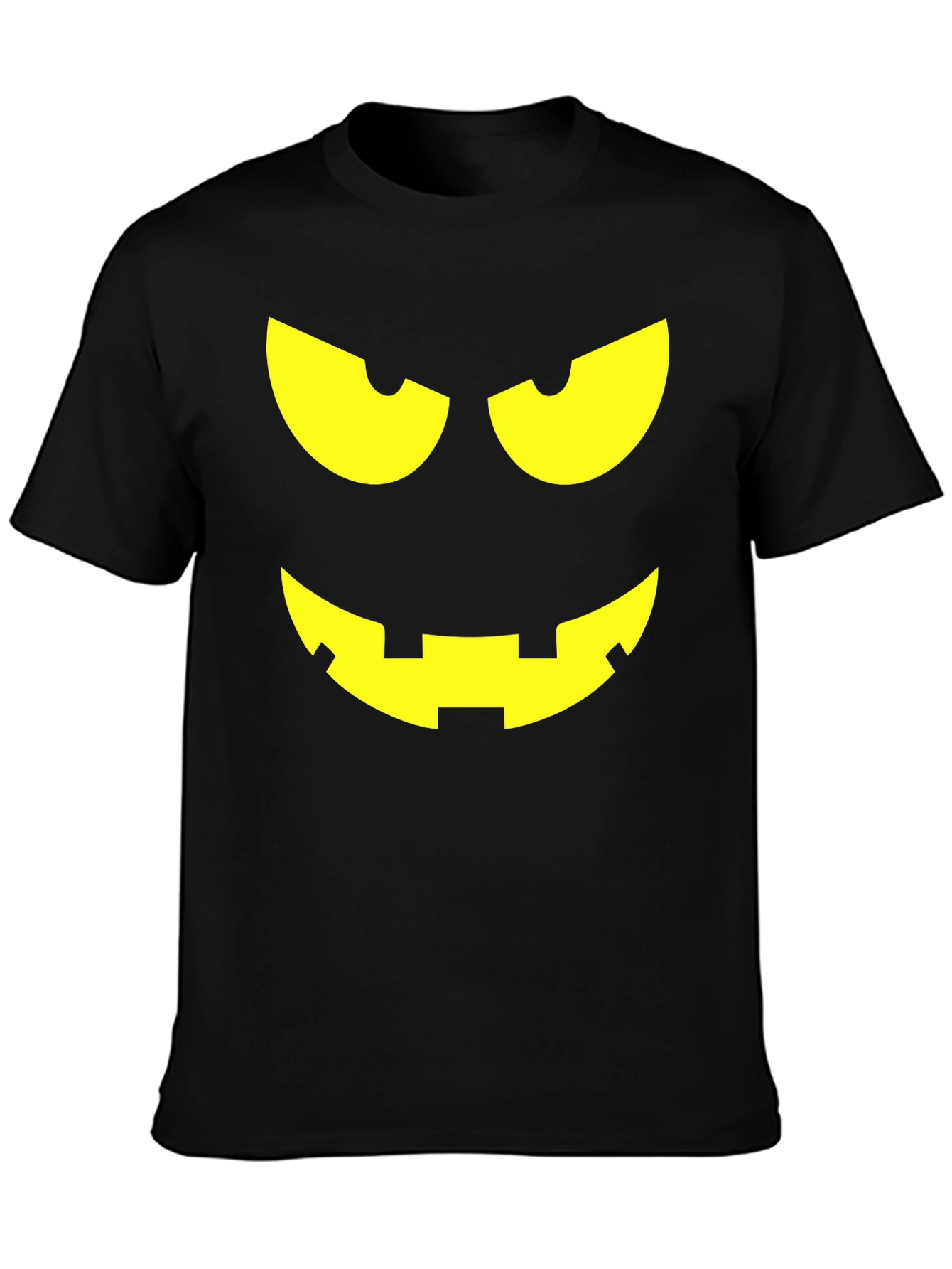 Halloween Pumpkin Face Graphic Tee - Black