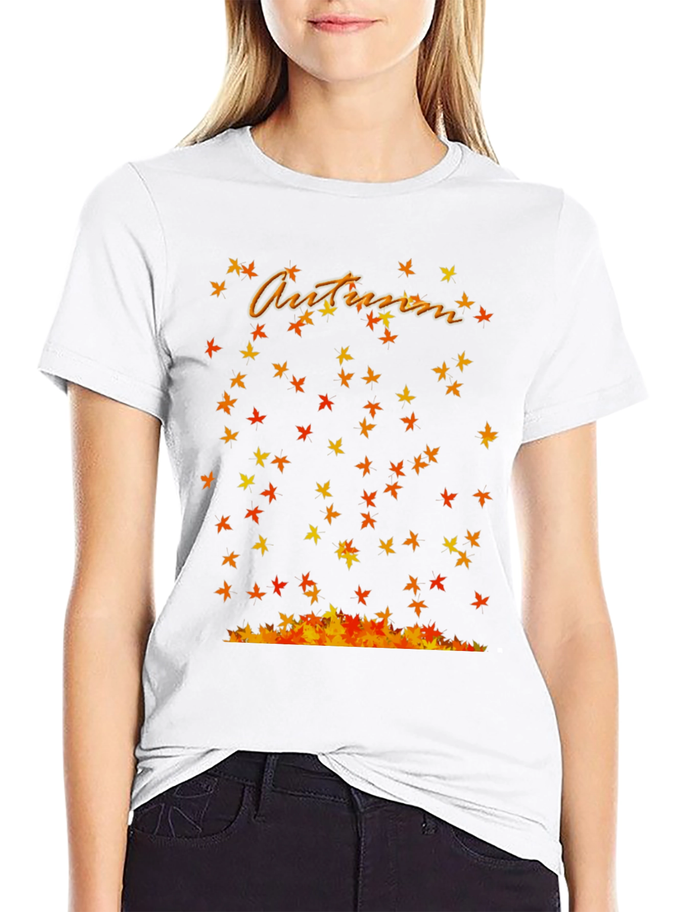 Autumn Leaves Graphic Black T-Shirt