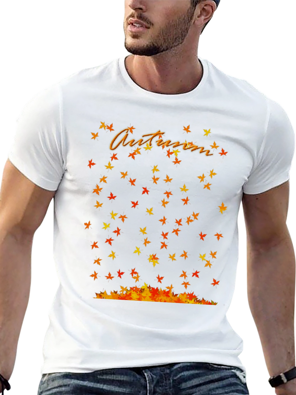 Autumn Leaves Graphic Black T-Shirt