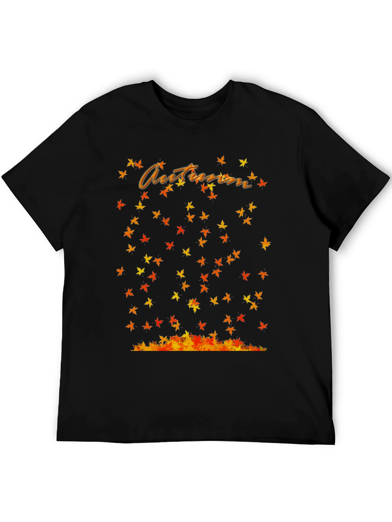 Autumn Leaves Graphic Black T-Shirt