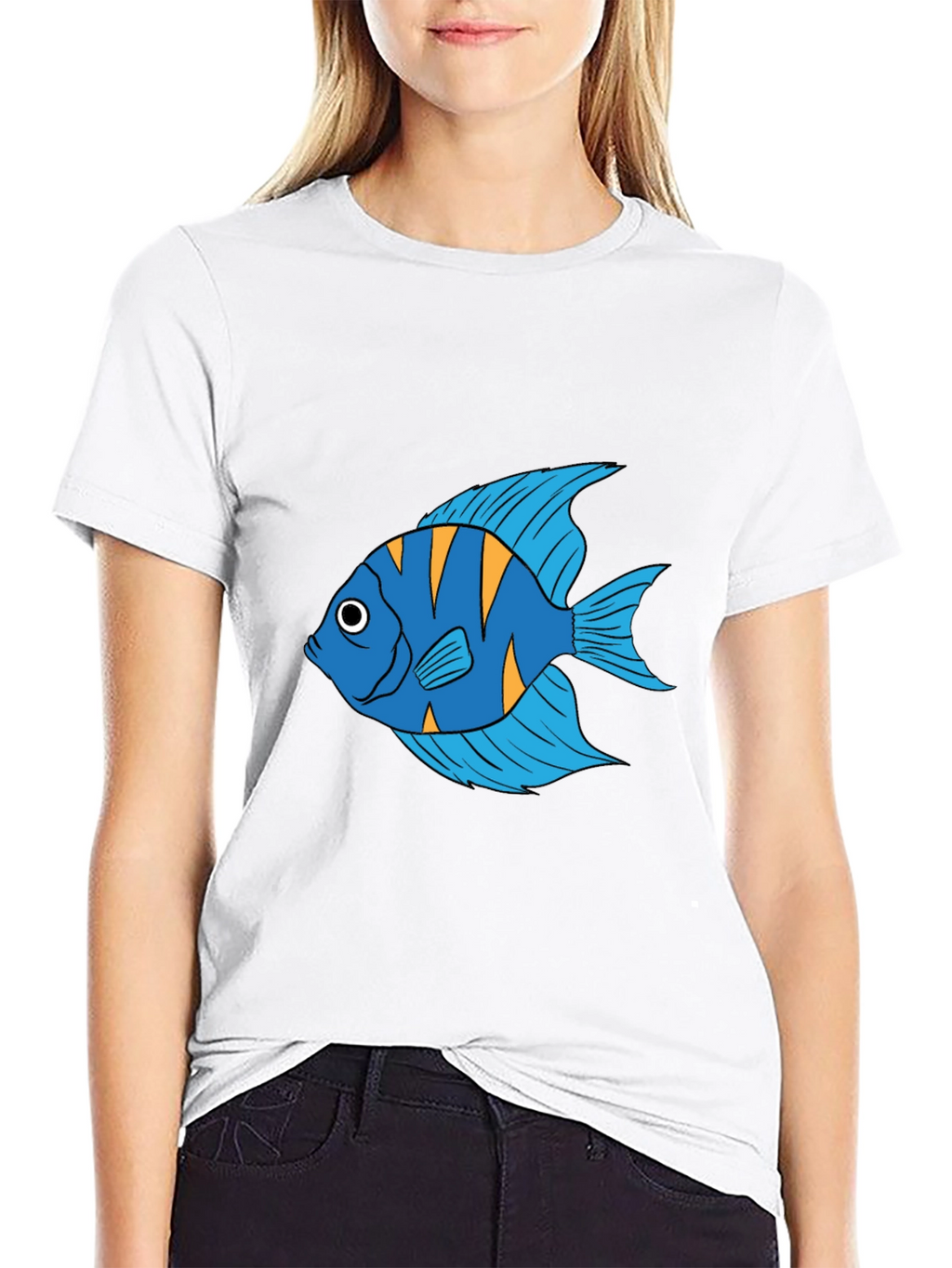 Angelfish Graphic Print Black T-Shirt