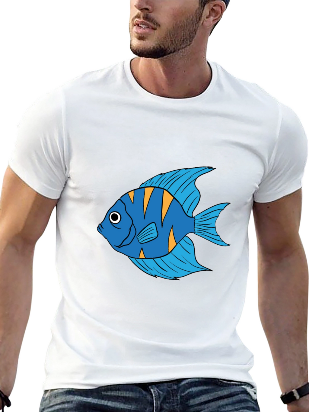 Angelfish Graphic Print Black T-Shirt