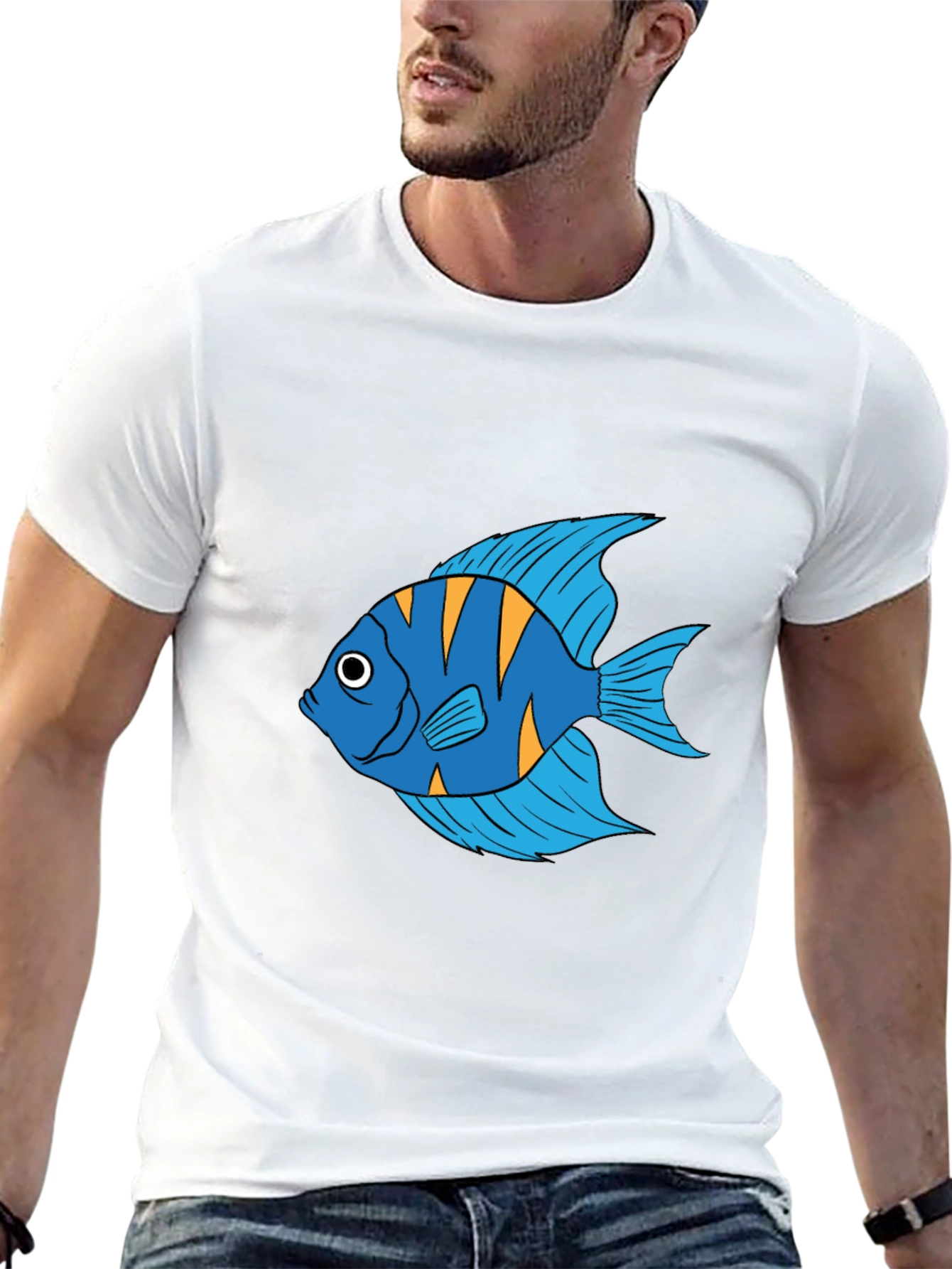 Angelfish Graphic Print Black T-Shirt