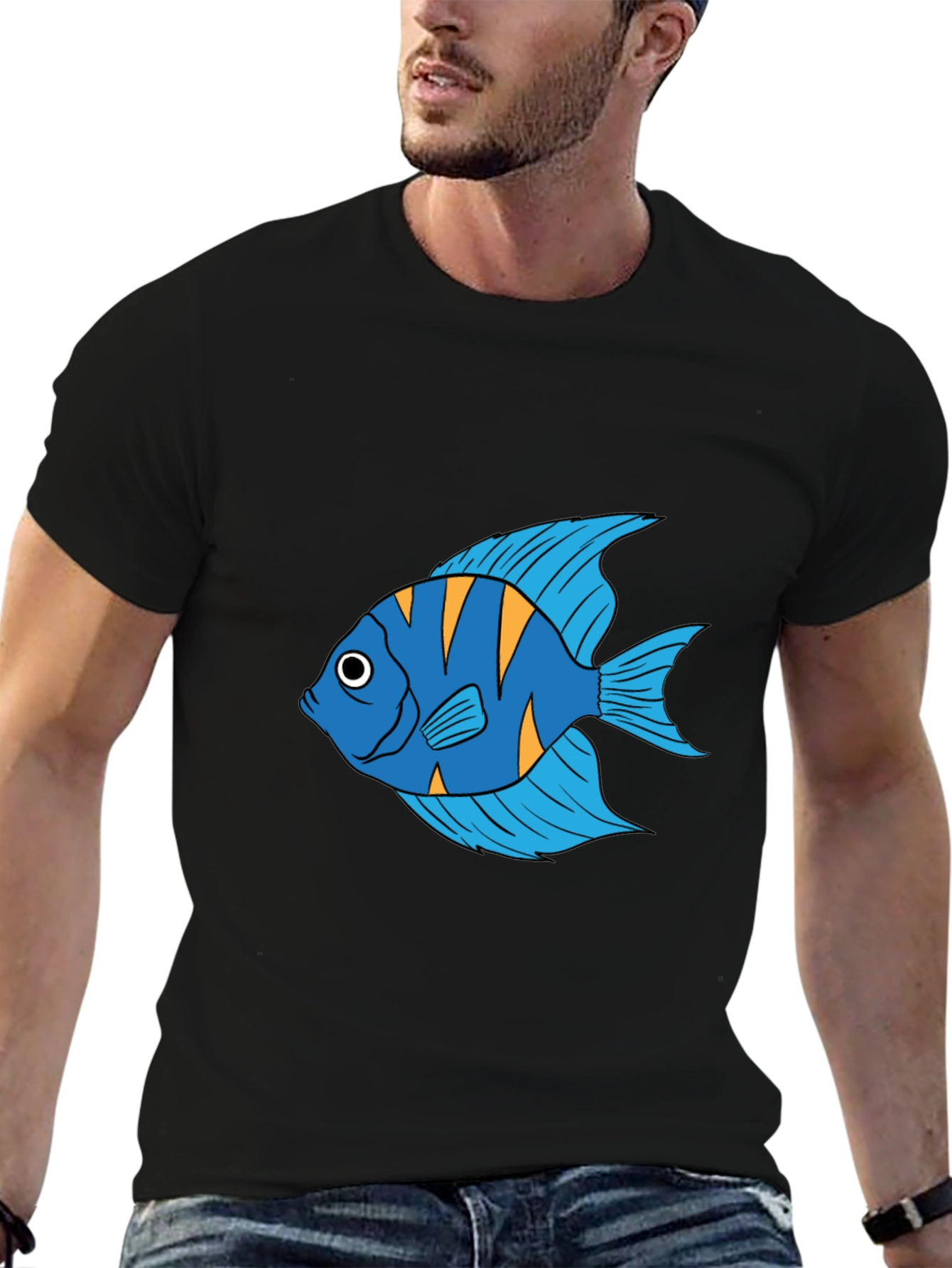 Angelfish Graphic Print Black T-Shirt