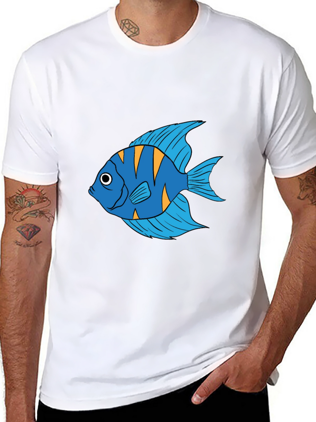 Angelfish Graphic Print Black T-Shirt