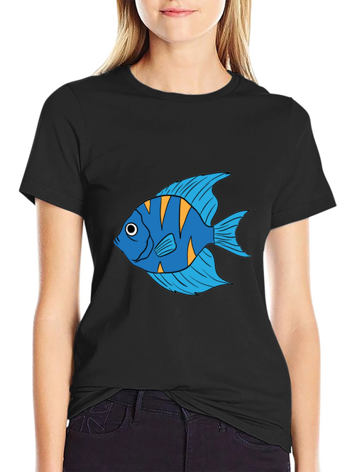 Angelfish Graphic Print Black T-Shirt