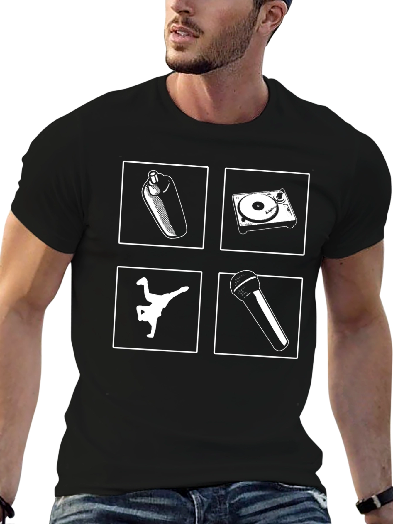 Hip Hop Graphic Tee - Spray DJ Breakdance Mic