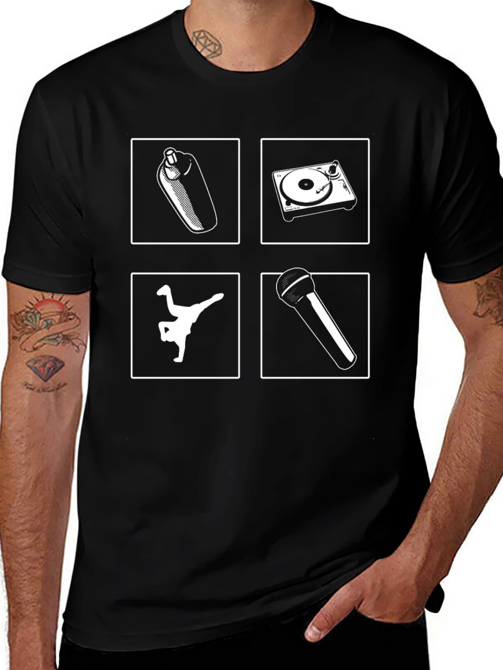 Hip Hop Graphic Tee - Spray DJ Breakdance Mic