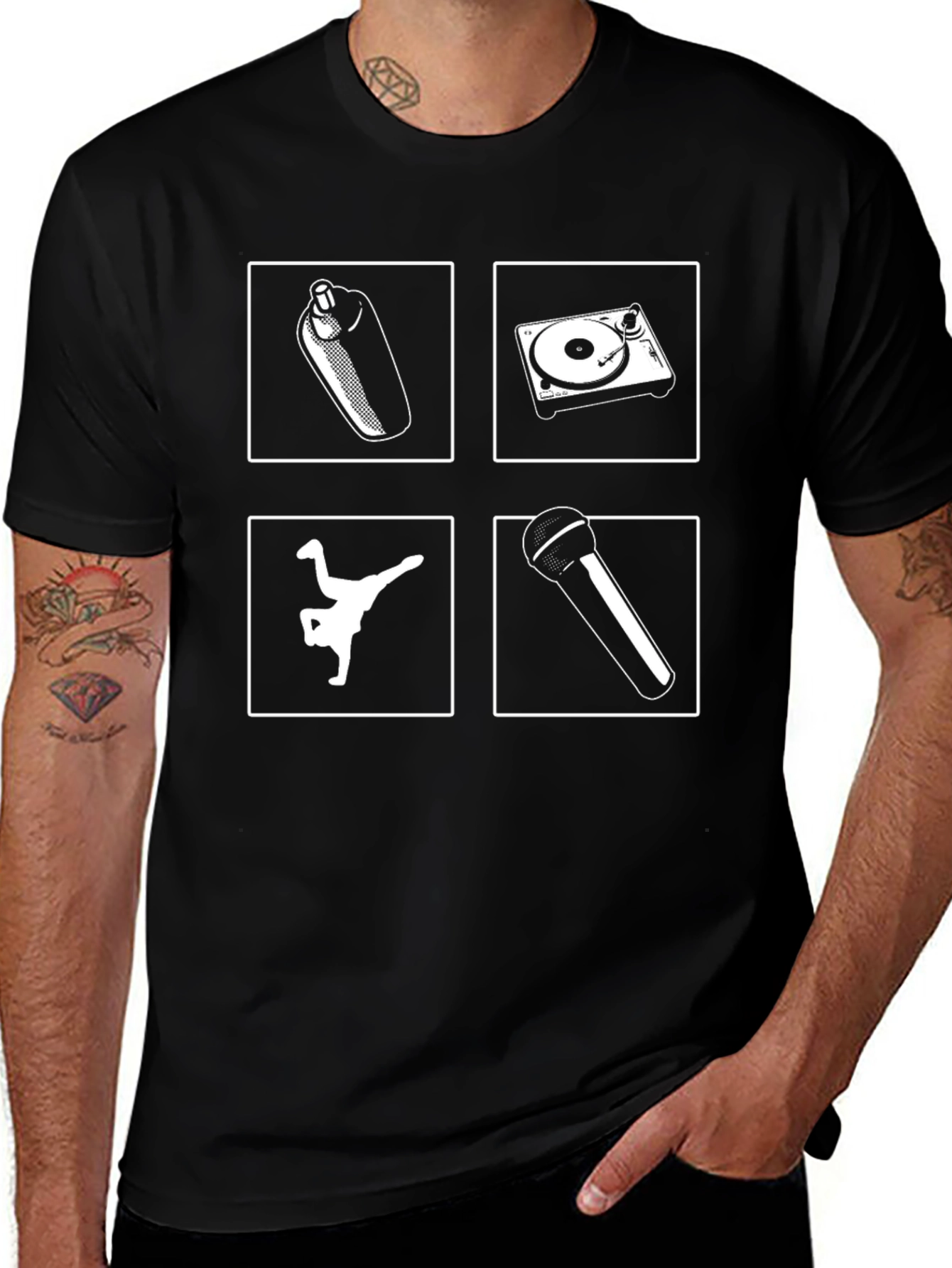 Hip Hop Graphic Tee - Spray DJ Breakdance Mic