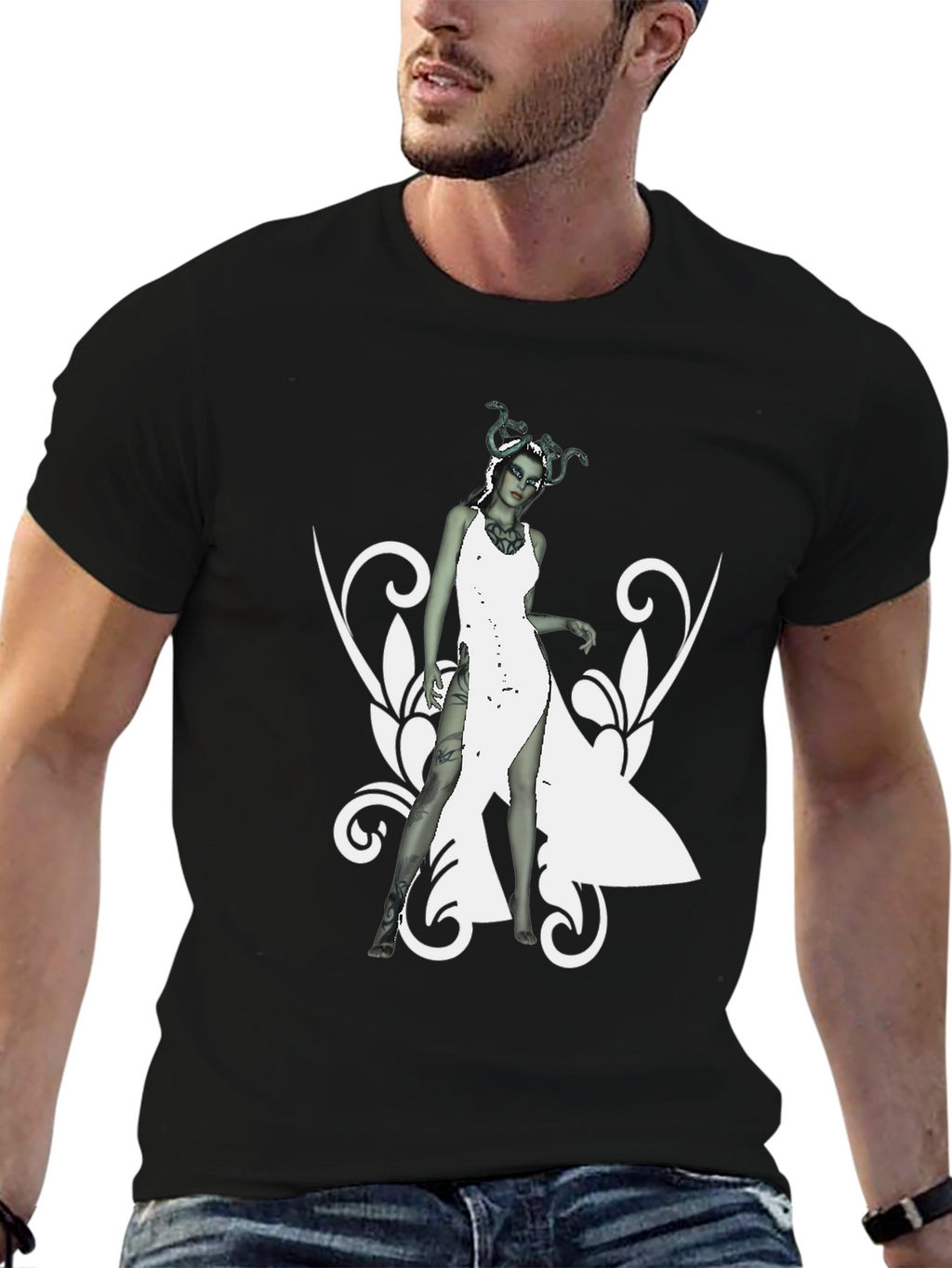 Medusa Graphic Print Black T-Shirt