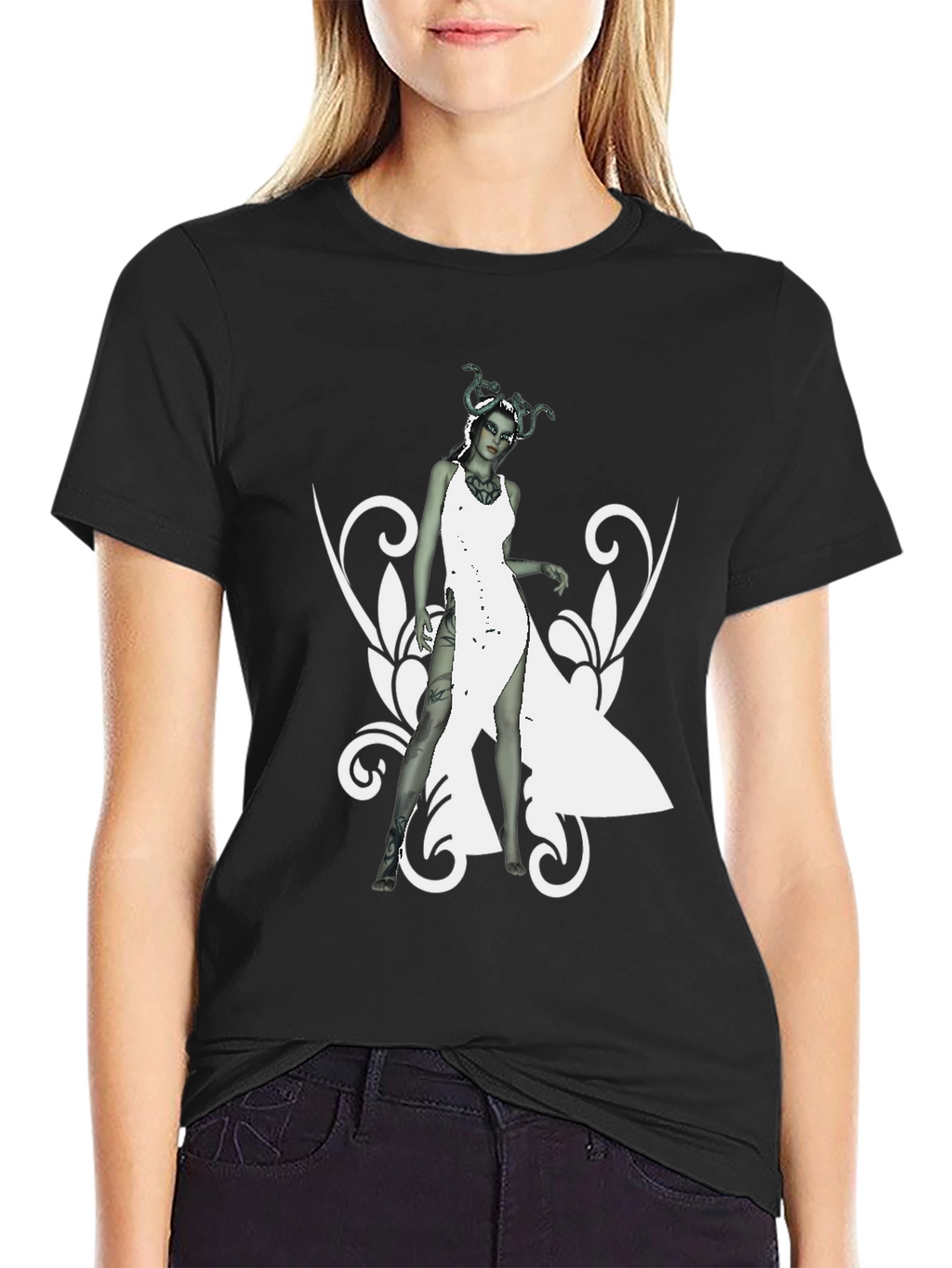 Medusa Graphic Print Black T-Shirt