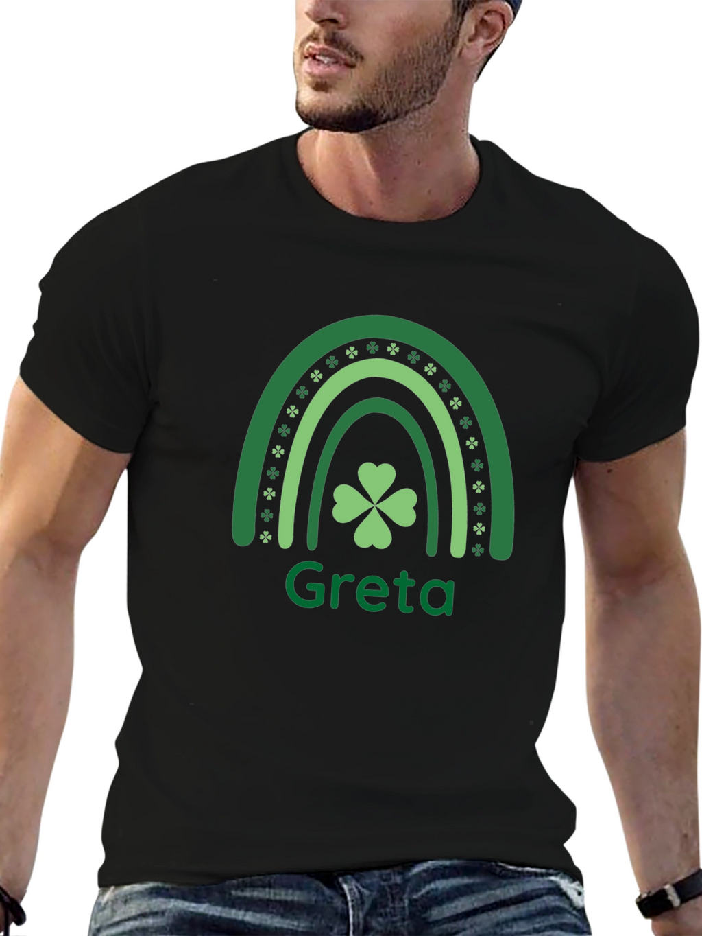 Greta St. Patricks Day Shamrock Rainbow T-Shirt