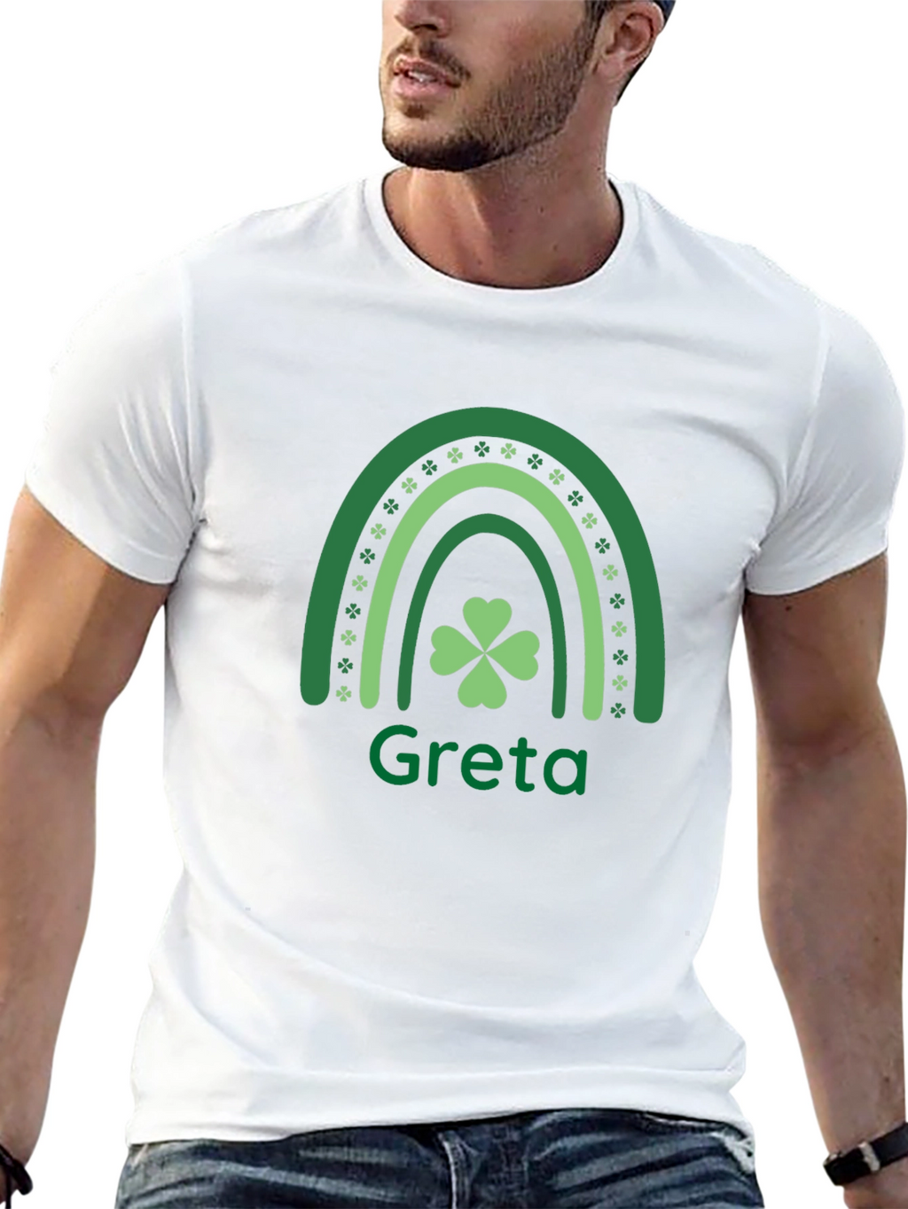 Greta St. Patricks Day Shamrock Rainbow T-Shirt