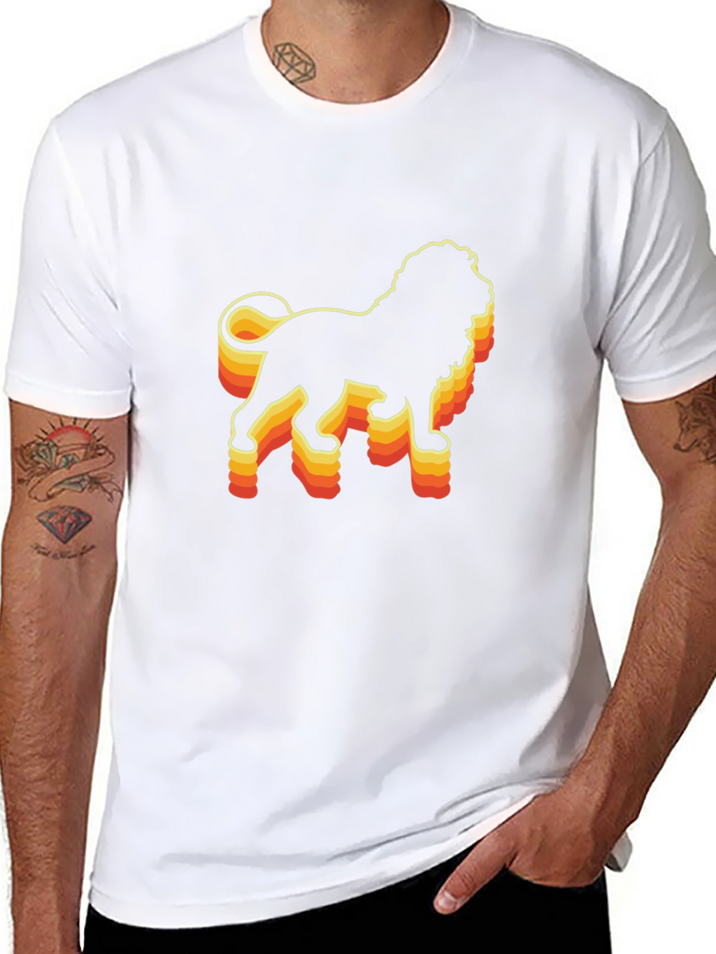Retro Lion Graphic Tee - Black