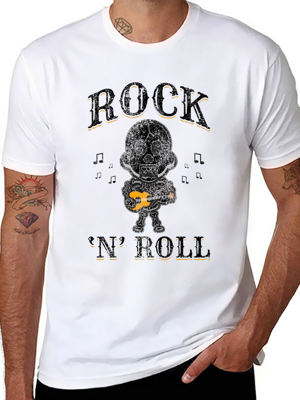 Rock N Roll Skeleton Graphic T-Shirt