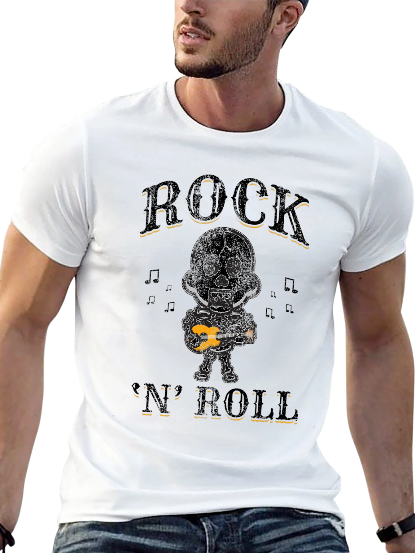 Rock N Roll Skeleton Graphic T-Shirt