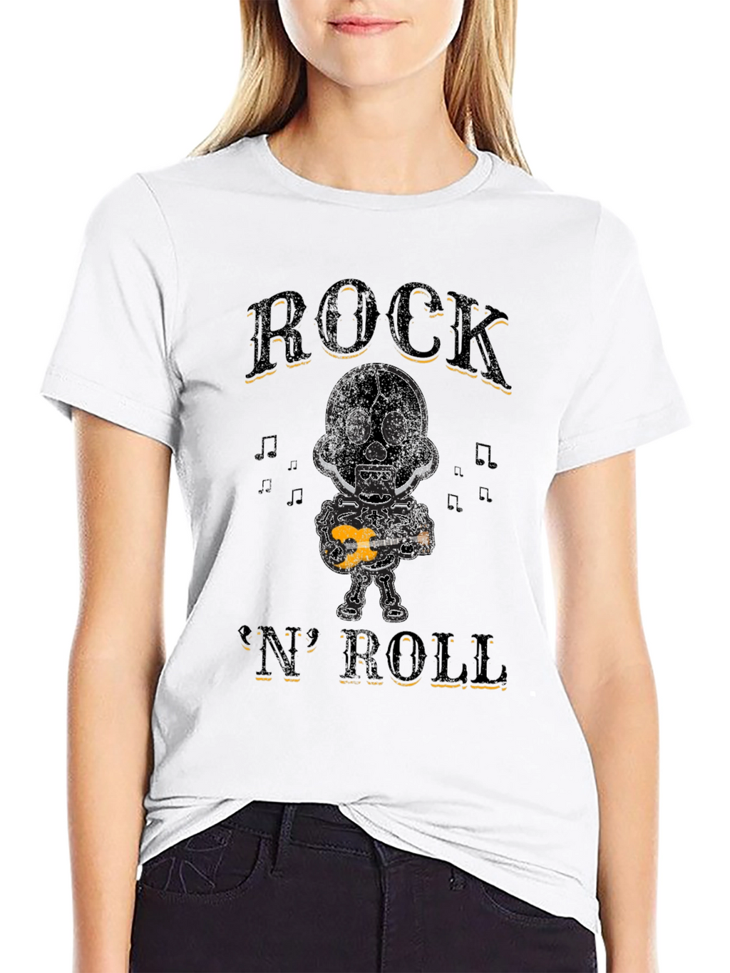 Rock N Roll Skeleton Graphic T-Shirt