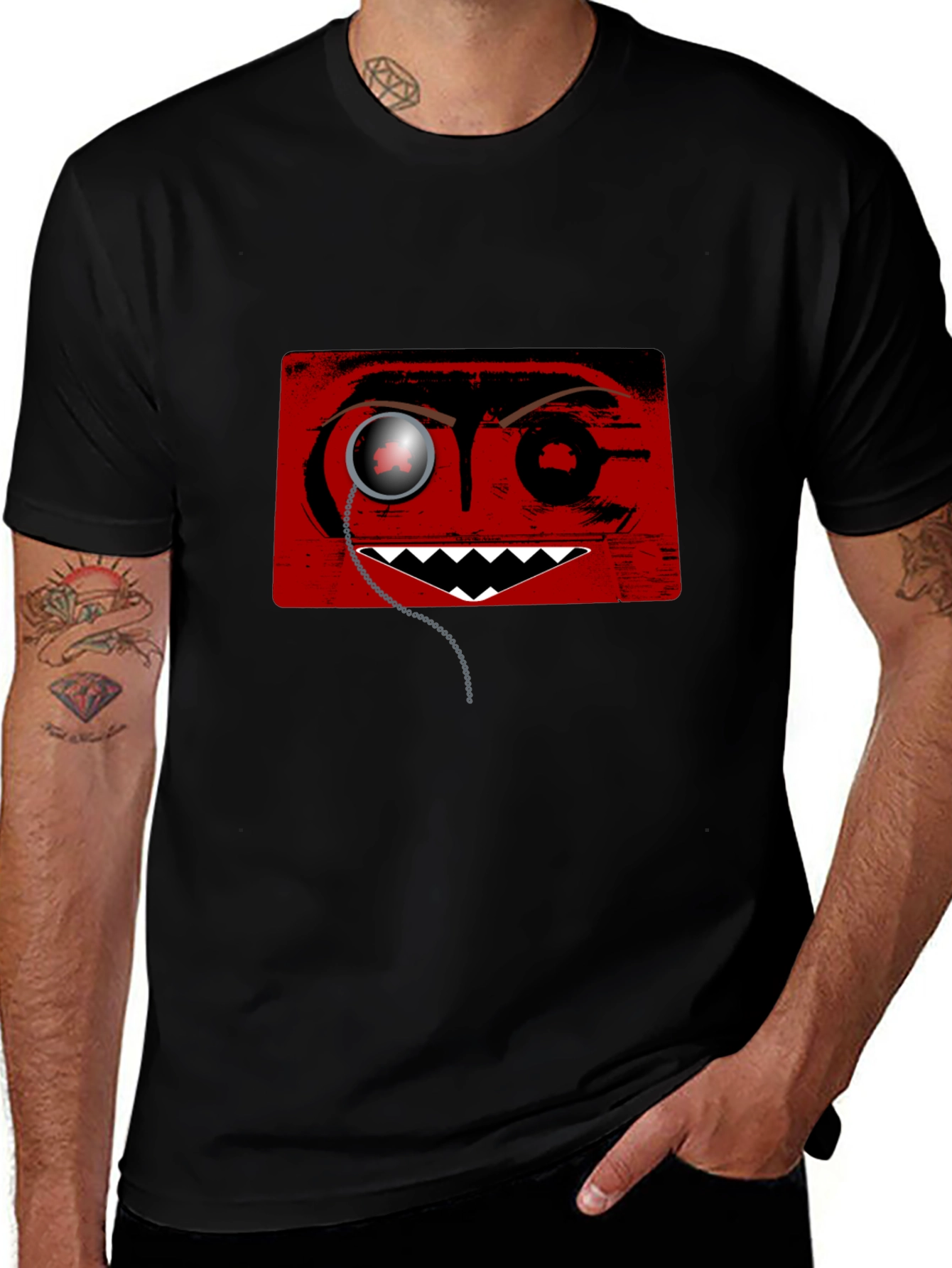 Monocle Monster Graphic Tee - Mens Black T-Shirt