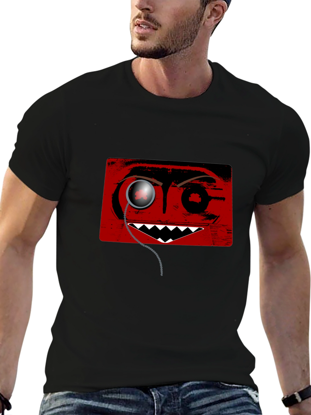 Monocle Monster Graphic Tee - Mens Black T-Shirt