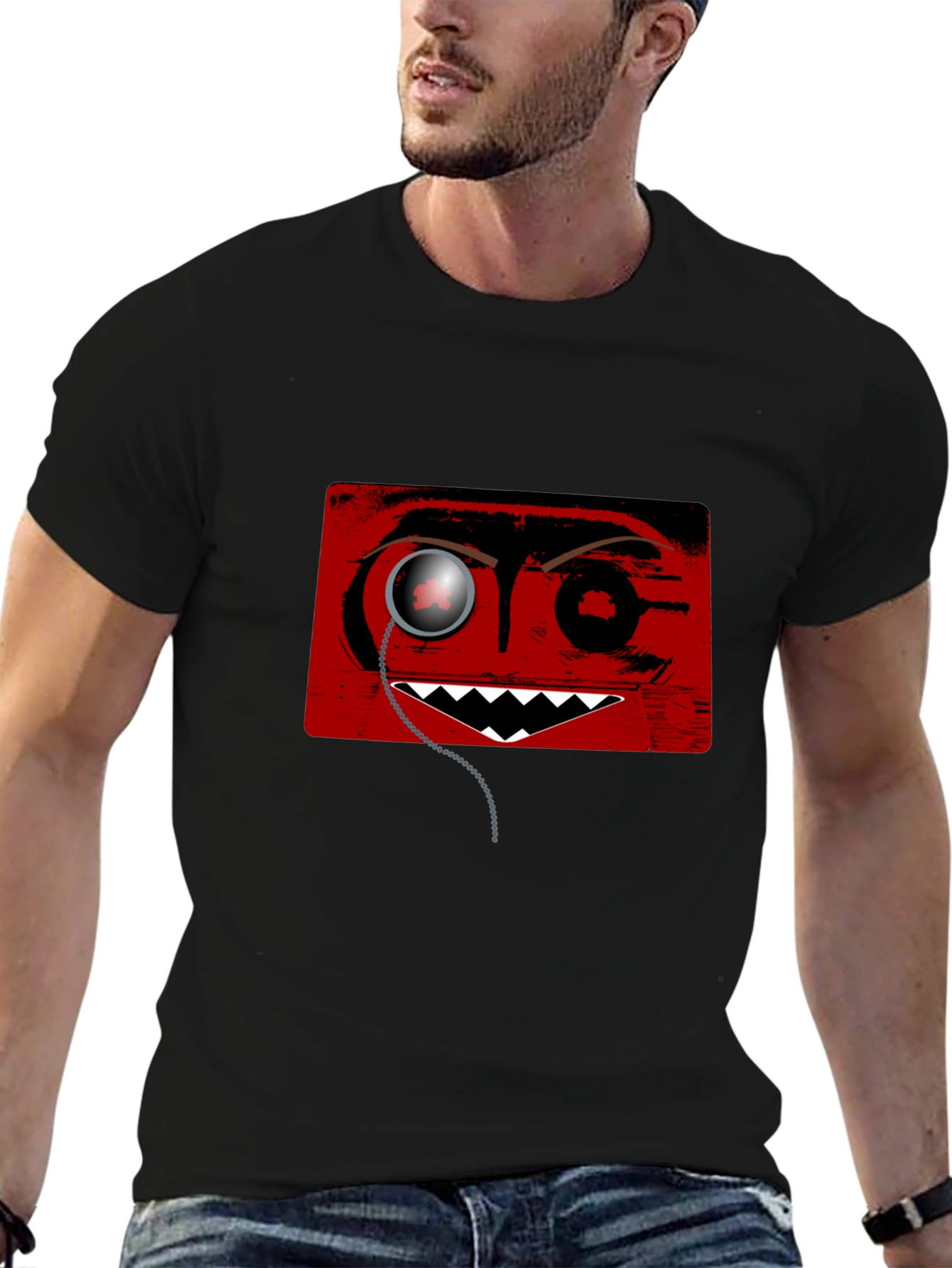 Monocle Monster Graphic Tee - Mens Black T-Shirt