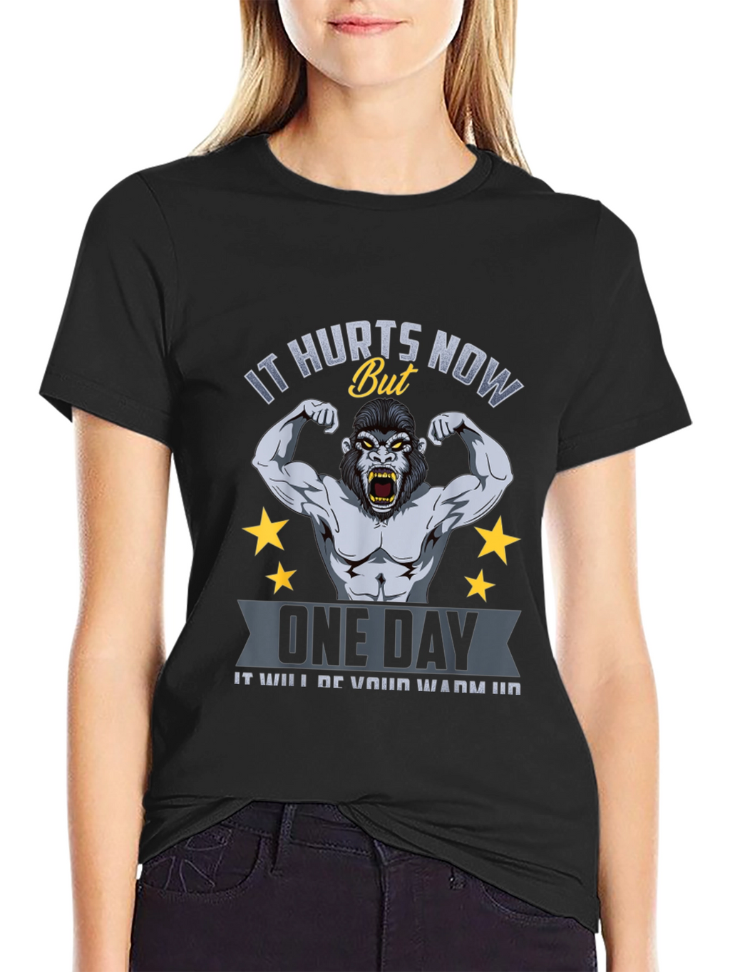 Motivational Gym T-Shirt: It Hurts Now Gorilla Design