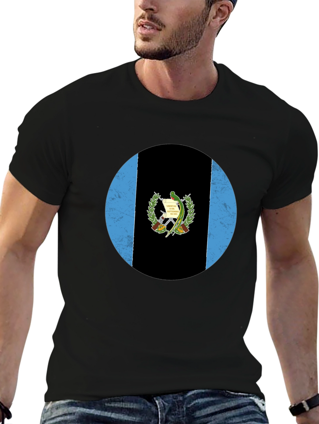 Guatemala Flag T-Shirt - Distressed Circle Graphic Tee